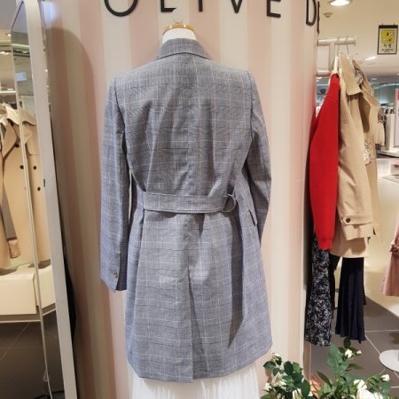 클렌 체크 린넨 롱 자켓