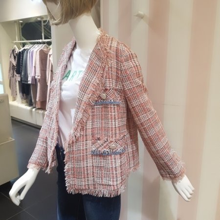 소매배색 트위드 자켓