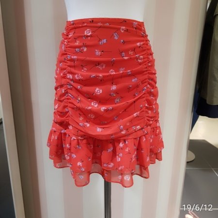 플라워 프린트 셔링 스커트