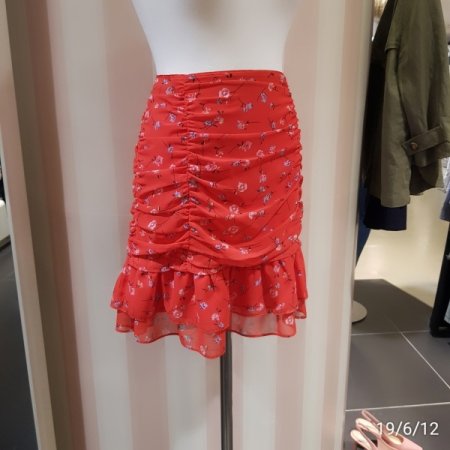 플라워 프린트 셔링 스커트