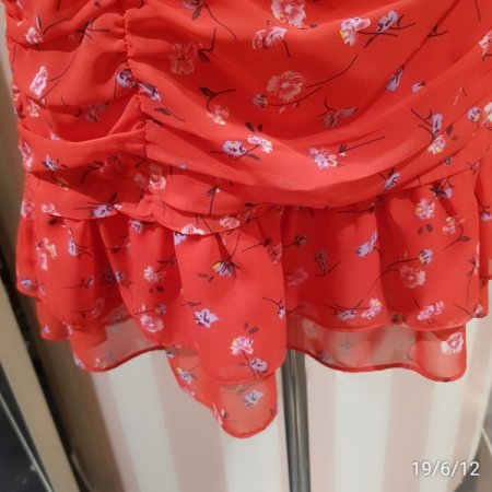 플라워 프린트 셔링 스커트