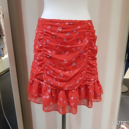 플라워 프린트 셔링 스커트