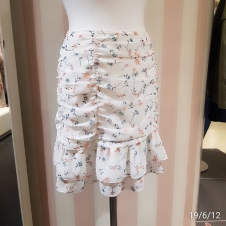 플라워 프린트 셔링 스커트