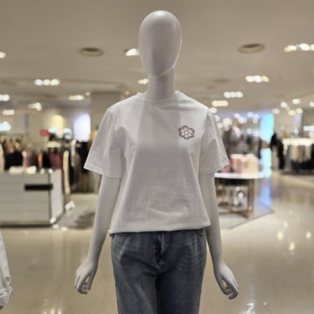 플라워 자수 반팔 티셔츠