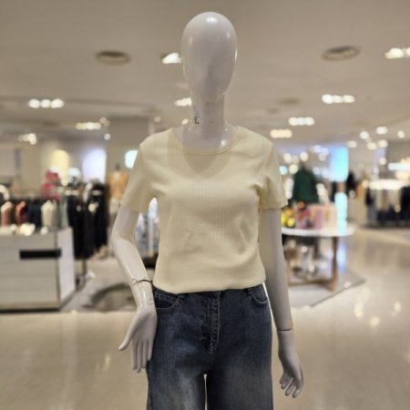 라운드넥 골지 티셔츠 