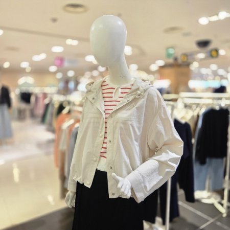 후드넥 홀겹 숏 점퍼