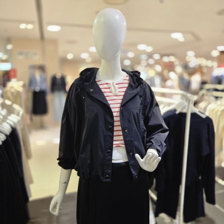 후드넥 홀겹 숏 점퍼