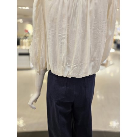 하이넥 셔링 크롭 블라우스 