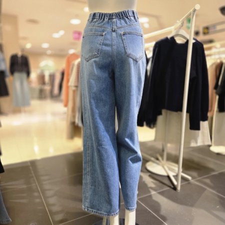 뒷밴딩 일자 데님 팬츠