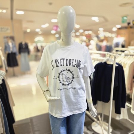 라운드 넥 프린팅 여름 티셔츠