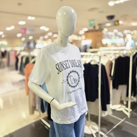 라운드 넥 프린팅 여름 티셔츠