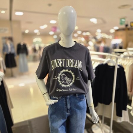 라운드 넥 프린팅 여름 티셔츠