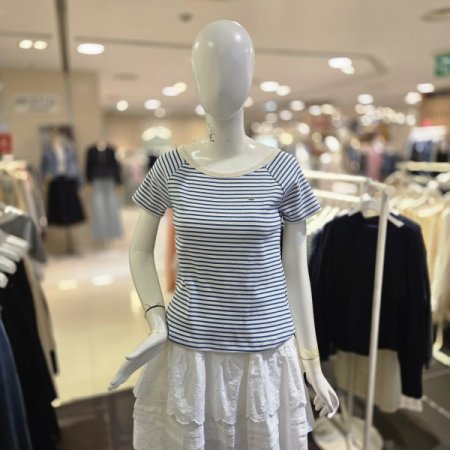 단가라 골지 반팔 티셔츠