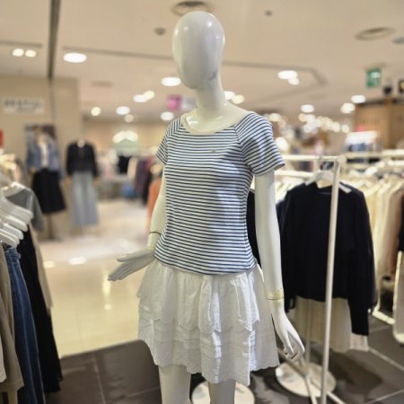 단가라 골지 반팔 티셔츠