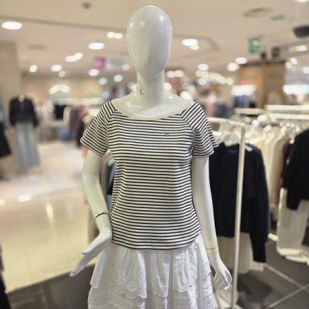 단가라 골지 반팔 티셔츠