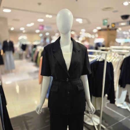 벨티드 투버튼 반팔 자켓