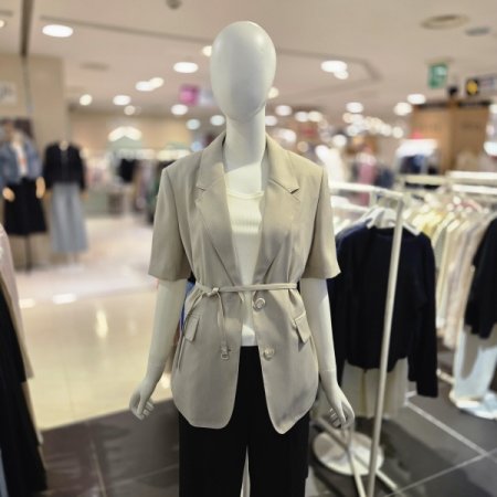 벨티드 투버튼 반팔 자켓