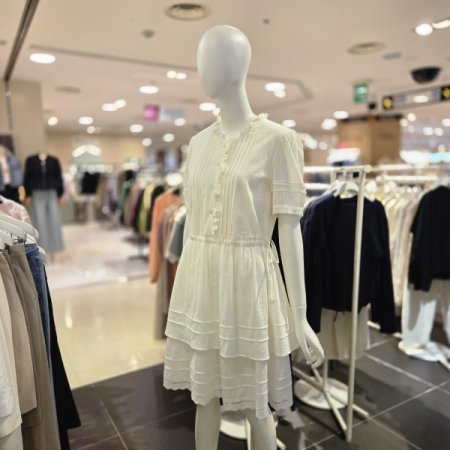 볼륨 소매 허리스트링 미니 원피스