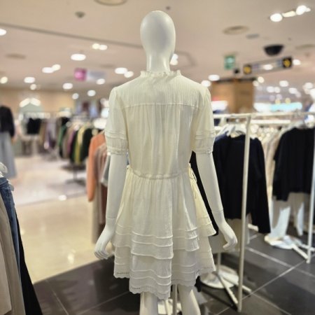 볼륨 소매 허리스트링 미니 원피스