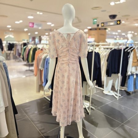 플라워 프린트 쉬폰 원피스