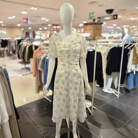 플라워 프린트 쉬폰 원피스