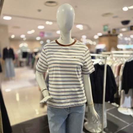 단가라 코튼 반팔 티셔츠