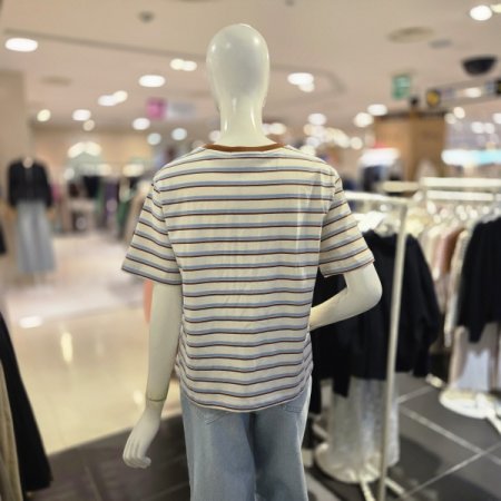 단가라 코튼 반팔 티셔츠