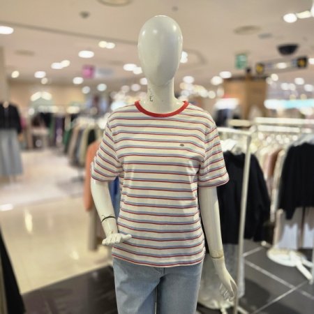 단가라 코튼 반팔 티셔츠