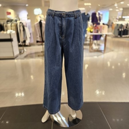 투턱 허리끈 데님 팬츠