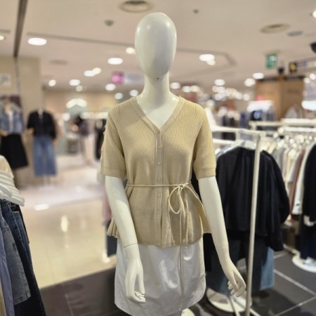 핏앤 플레어 벨티드 브이넥 니트가디건
