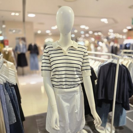 브이넥 카라 단가라 니트