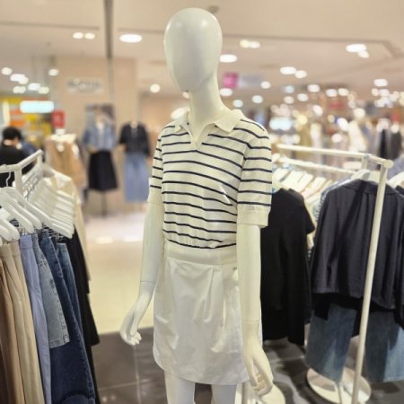 브이넥 카라 단가라 니트