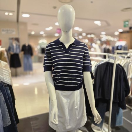 브이넥 카라 단가라 니트