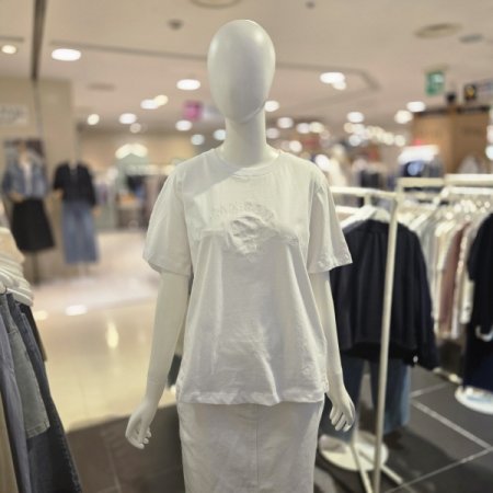 플라워 자수 반팔 티셔츠