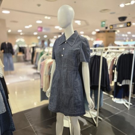 뒷밴딩 캐주얼 데님형 원피스