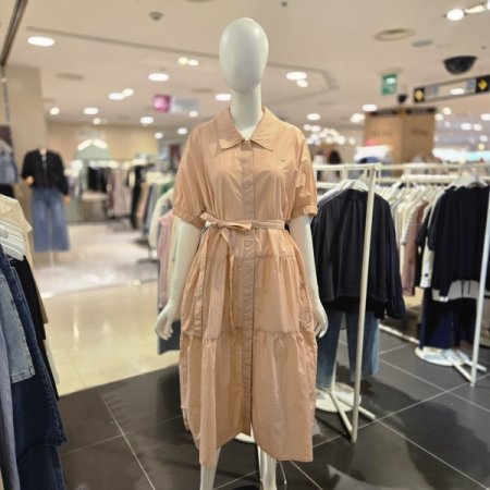 카라형 벨티드 티어드 여름 원피스