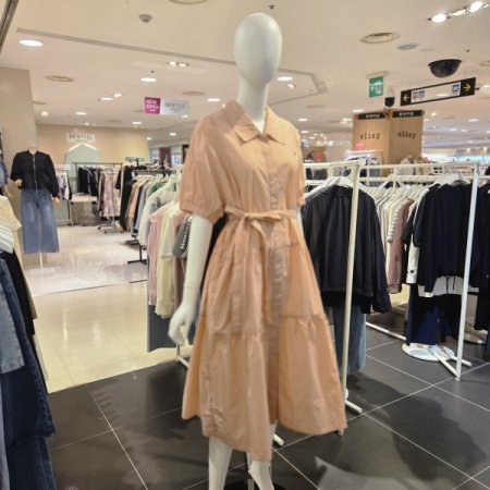 카라형 벨티드 티어드 여름 원피스