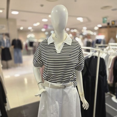 볼륨소매 카라 피케 티셔츠