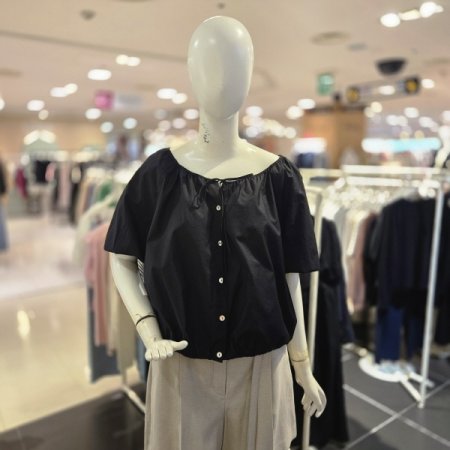 벌룬소매 리본 블라우스