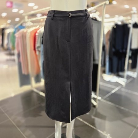 앞트임 벨티드 H라인 미디 스커트