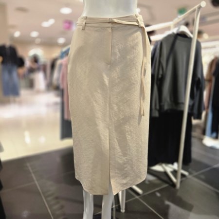 앞트임 벨티드 H라인 미디 스커트