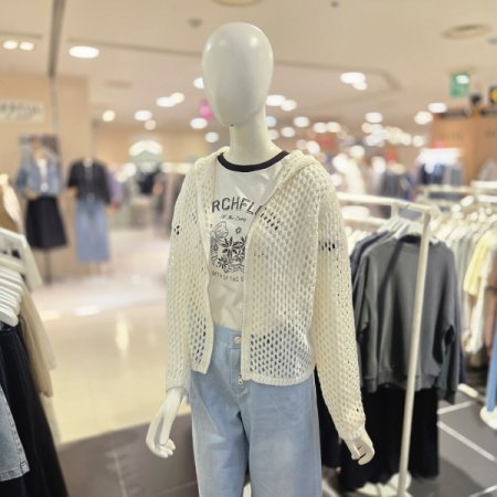 그물형 여름 후드 가디건