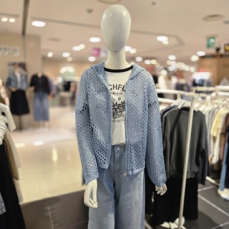 그물형 여름 후드 가디건