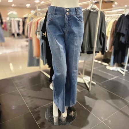 썸머 허리 밴딩 부츠컷 데님 팬츠