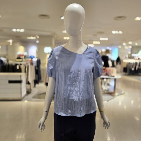 어깨끈 언발 브이넥 블라우스 