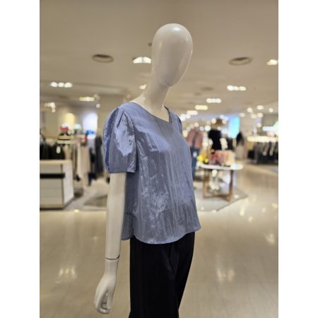 어깨끈 언발 브이넥 블라우스 