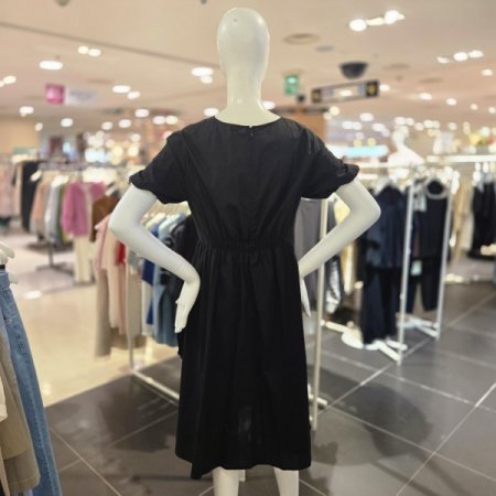 가슴 셔링 볼륨 소매 원피스