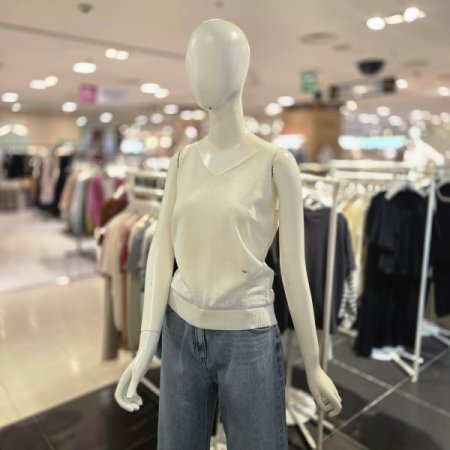 v넥 민소매 니트