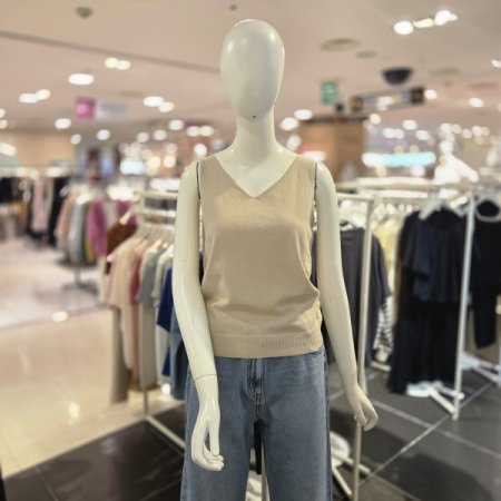 v넥 민소매 니트