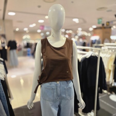 허리 트임 리본  탑 티셔츠